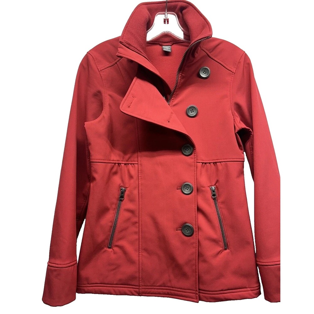 Prana Women's Red XS Button & Zip Polyester Blend High Collar Jacket (F8)